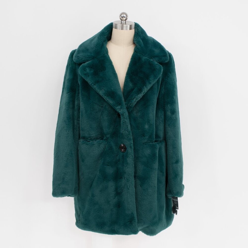 Sam Edelman Deep Green Faux Fur Teddy Coat — NWT — Size S